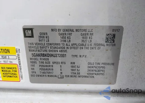 2017 Buick Enclave Leather from USA, damaged, VIN 5GAKRBKD9HJ272001